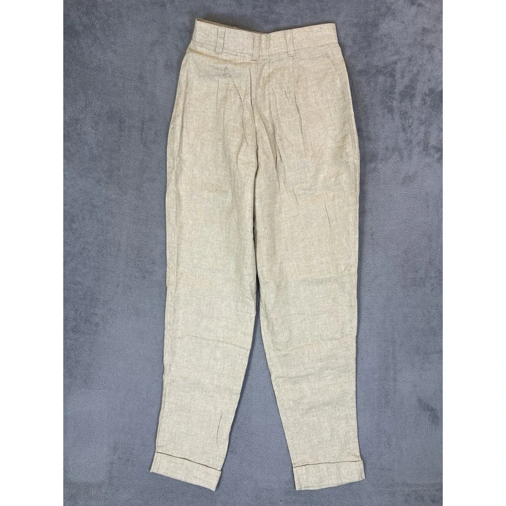 Vintage Express Campagnie Internationale Pants Womens 1/2‎ Cream Linen USA